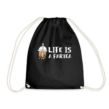 Life Is A Partea Bubble Boba Tea Shirt Geschenk - Turnbeutel - Schwarz - Vorne