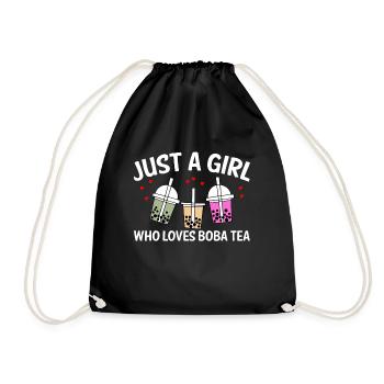 Just A Girl Who Loves Boba Tea Shirt Geschenk - Turnbeutel - Schwarz - Vorne