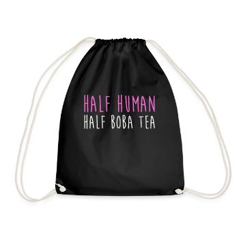 Half Human Half Boba Tea Shirt Geschenk - Turnbeutel - Schwarz - Vorne