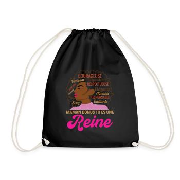 Cadeau maman bonus femme afro reine africaine - Sac de sport léger - noir - Devant