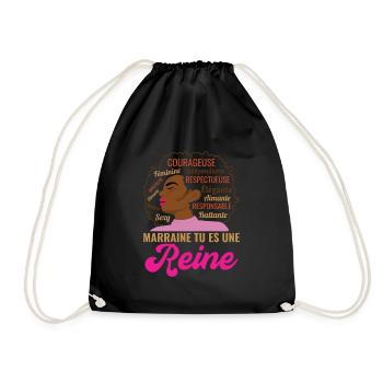 Cadeau annonce marraine femme afro reine africaine - Sac de sport léger - noir - Devant