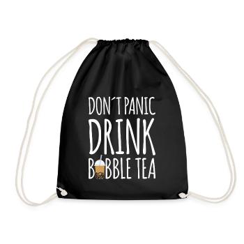 Dont Panik Drink Bubble Tea Shirt Geschenk Boba - Turnbeutel - Schwarz - Vorne