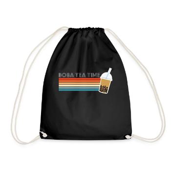 Vintage Retro Boba Tea Time Shirt Geschenk - Turnbeutel - Schwarz - Vorne