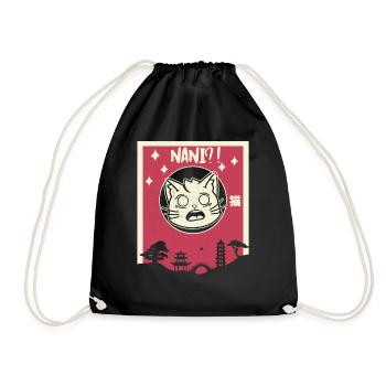 Kawaii Nani?! Neko Japanese Cat - Drawstring Bag - black - Front