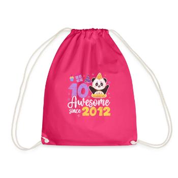 Panda 10th Birthday - Drawstring Bag - fuchsia - Front
