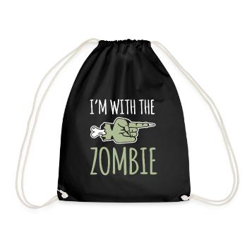 Im With The Zombie Shirt Geschenk Halloween - Turnbeutel - Schwarz - Vorne