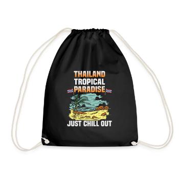 Thailand Beach Holiday by the Sea Design Beach Motif - Drawstring Bag - black - Front