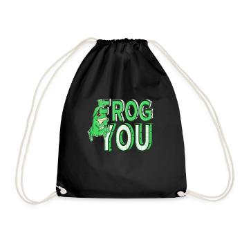 Frosch Dich grüner Frosch zeigt Finger für Frosch - Turnbeutel - Schwarz - Vorne
