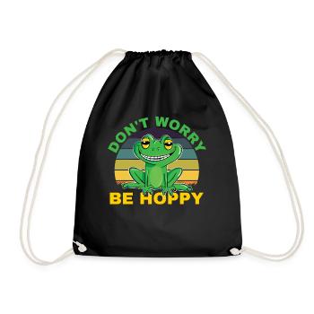 Don't Worry Be Hoppy für den fröhlichen Frosch - Turnbeutel - Schwarz - Vorne