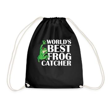 Bester Frosch Fänger der Welt mit grünem Frosch - Turnbeutel - Schwarz - Vorne