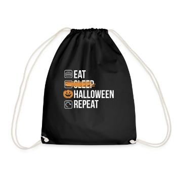 Eat Sleep Halloween Repeat Shirt Geschenk - Turnbeutel - Schwarz - Vorne