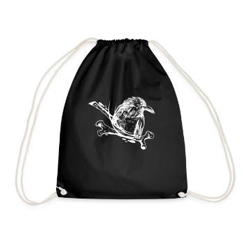 Rabe Halloween Shirt Geschenk - Turnbeutel - Schwarz - Vorne