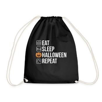 Eat Sleep Halloween Repeat Shirt Geschenk - Turnbeutel - Schwarz - Vorne