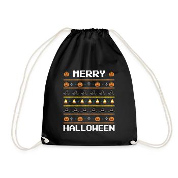 Merry Halloween Ugly Christmas Shirt - Turnbeutel - Schwarz - Vorne