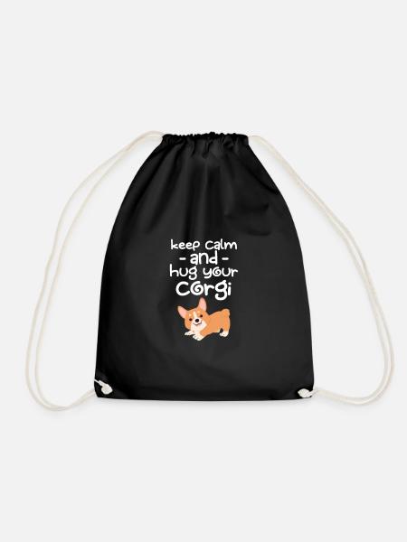 Corgi - Drawstring Bag - black