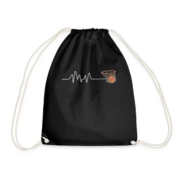 Heartbeat Heartline Heart Rate Basketball - Drawstring Bag - black - Front