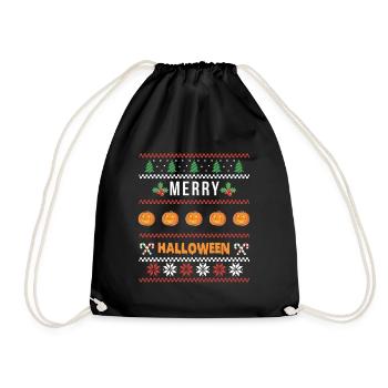 Merry Halloween Ugly Christmas Shirt - Turnbeutel - Schwarz - Vorne