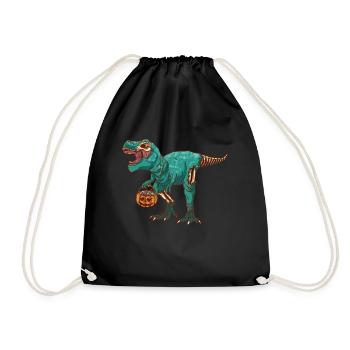 Dinosaur Dino Halloween Zombie - Drawstring Bag - black - Front