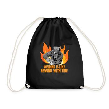Welder slogan design for metal workers - Drawstring Bag - black - Front