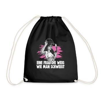 Schweißerin Spruch Design für Metallbauer - Turnbeutel - Schwarz - Vorne