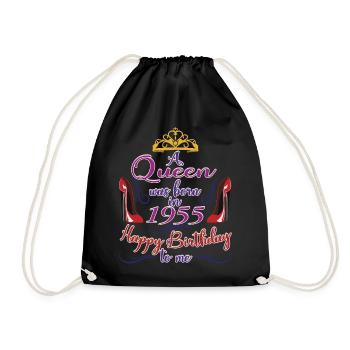 A Queen Was Born In 1955 - 67 Years Old Birthday - Drawstring Bag - black - Front