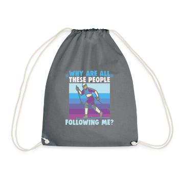 Cross-country biathlon cross-country skiers - Drawstring Bag - grey - Front