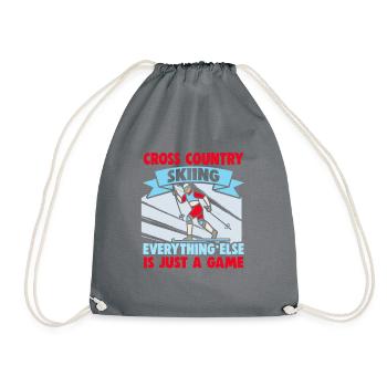 Cross-country biathlon cross-country skiers - Drawstring Bag - grey - Front
