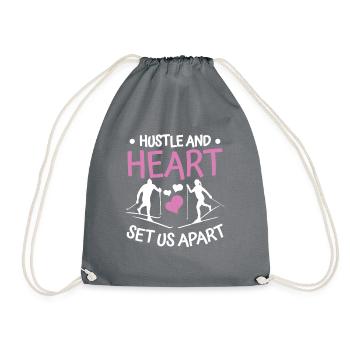 Cross-country biathlon cross-country skiers - Drawstring Bag - grey - Front