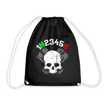 1N23456Tote Head Piston Cylinder - Drawstring Bag - black - Front
