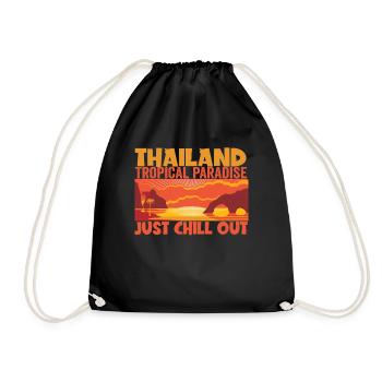 Thailand Beach Holiday by the Sea Design Beach Motif - Drawstring Bag - black - Front