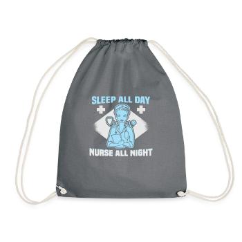 Sleep all day nurse all night Krankenschwester - Drawstring Bag - grey - Front