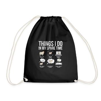 Schaf Schafe Bauernhof Tier Schafbock Geschenk - Turnbeutel - Schwarz - Vorne