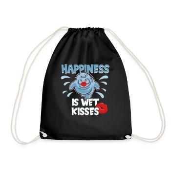 Cold Nose Warm Heart Manatee Chubby Manatee - Drawstring Bag - black - Front