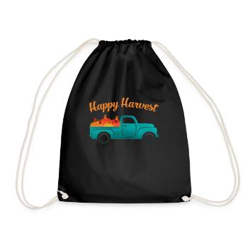 Happy Harvest Ernte Kürbis Shirt Herbst - Turnbeutel - Schwarz - Vorne