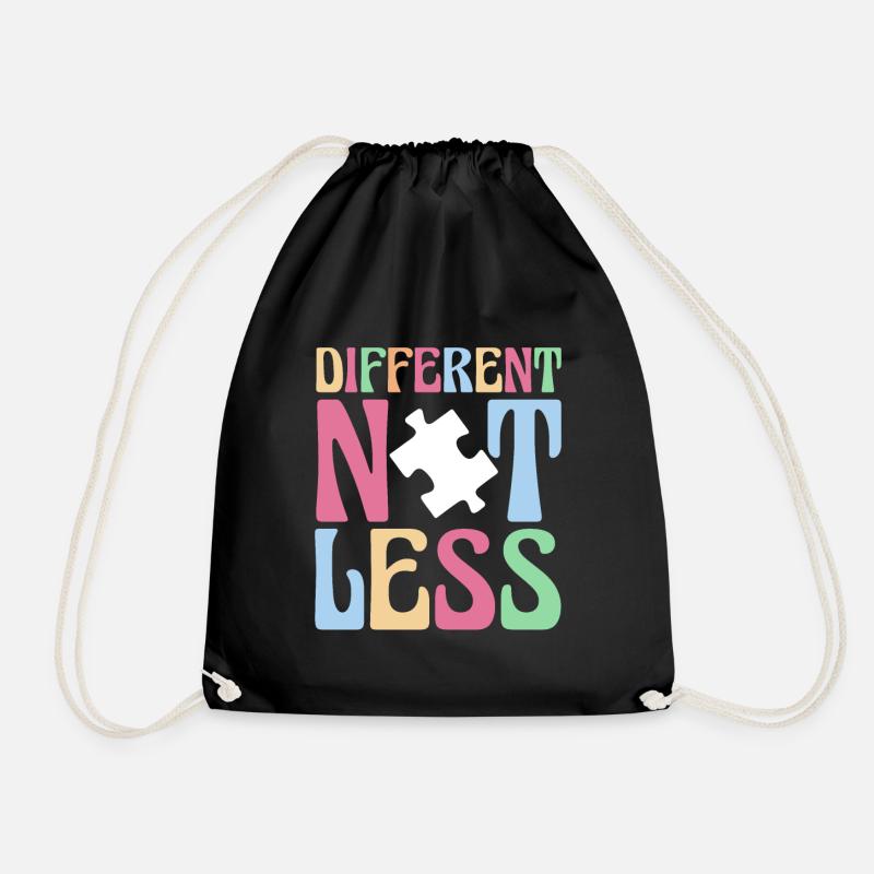 Different Not Less Autismus Shirt - Turnbeutel - Schwarz