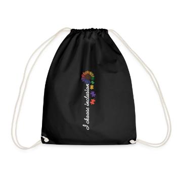 I Choose Inclusion Autismus Shirt Geschenk - Turnbeutel - Schwarz - Vorne