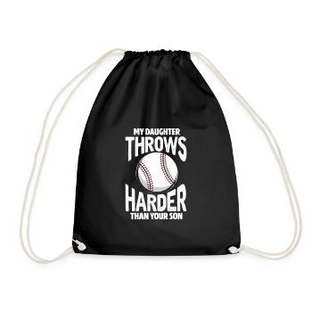 Softball Tochter Baseball Vater Mutter Geschenk - Turnbeutel - Schwarz - Vorne