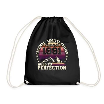 Original Oktober 1991 31. Geburtstag Geschenk - Turnbeutel - Schwarz - Vorne