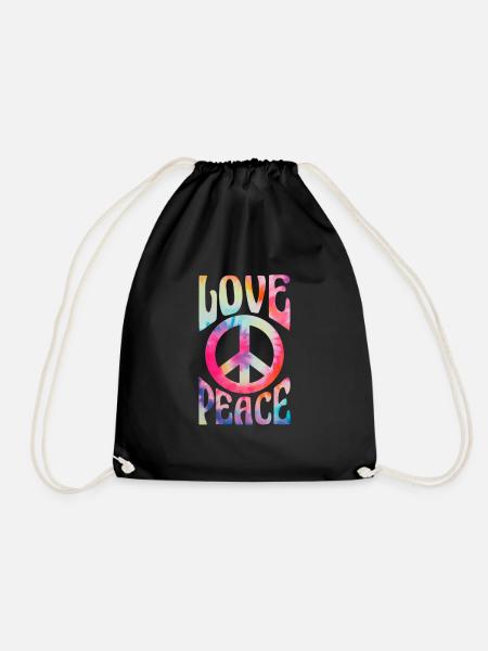 Hippie Peace Flower Power Love Frieden Geschenk - Turnbeutel - Schwarz