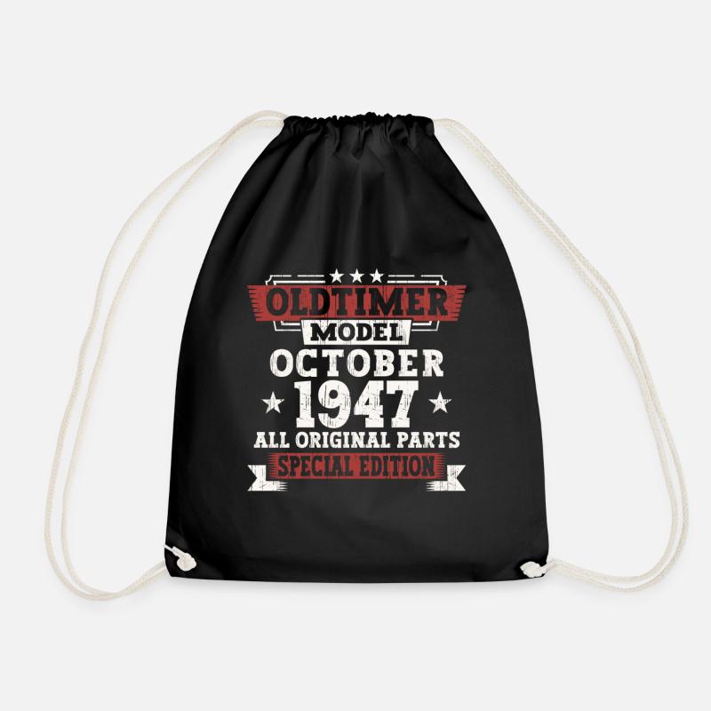 Oldtimer Oktober 1947 75. Geburtstag Geschenk - Turnbeutel - Schwarz