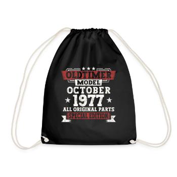 Oldtimer October 1977 45th birthday gift - Drawstring Bag - black - Front