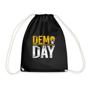 Demo Day Bauarbeiter Abruch Experten Helm Pflicht - Turnbeutel - Schwarz - Vorne