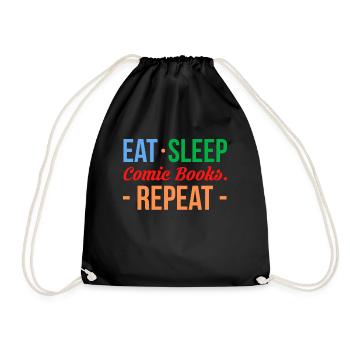 Eat Sleep Comic Books Repeat Shirt Gift - Drawstring Bag - black - Front