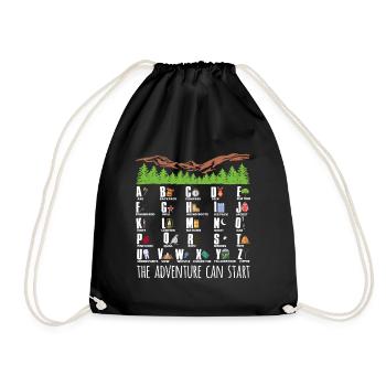 Camping Alphabet Shirt Gift - Drawstring Bag - black - Front