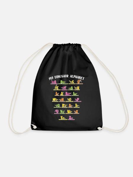 My Dinosaur Alphabet Shirt Dino - Drawstring Bag - black