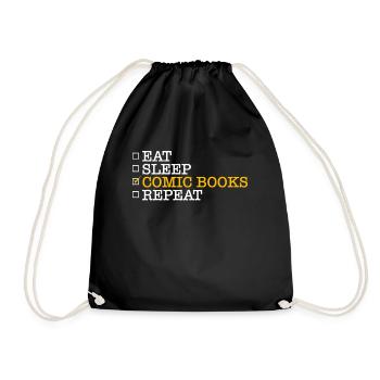 Eat Sleep Comic Books Repeat Shirt Gift - Drawstring Bag - black - Front