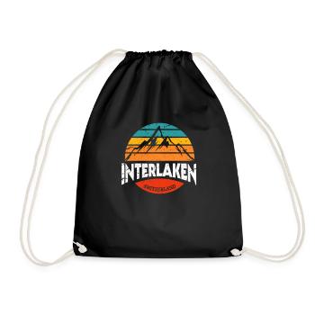 Schweiz Interlaken Schweizer Swiss Alpen Geschenk - Turnbeutel - Schwarz - Vorne