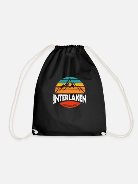Schweiz Interlaken Schweizer Swiss Alpen Geschenk - Turnbeutel - Schwarz