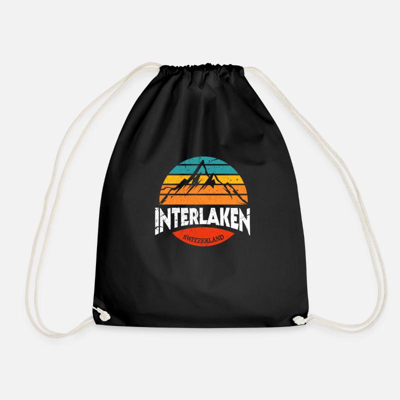 Schweiz Interlaken Schweizer Swiss Alpen Geschenk - Turnbeutel - Schwarz