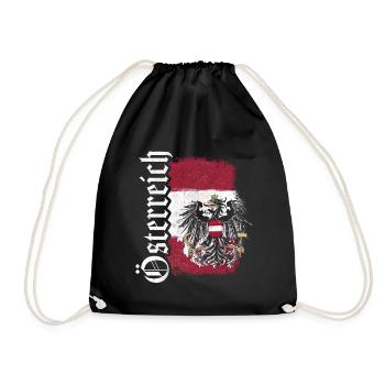ÖSTERREICH FLAGGE ADLER WAPPEN FAHNE AUSTRIA - Turnbeutel - Schwarz - Vorne